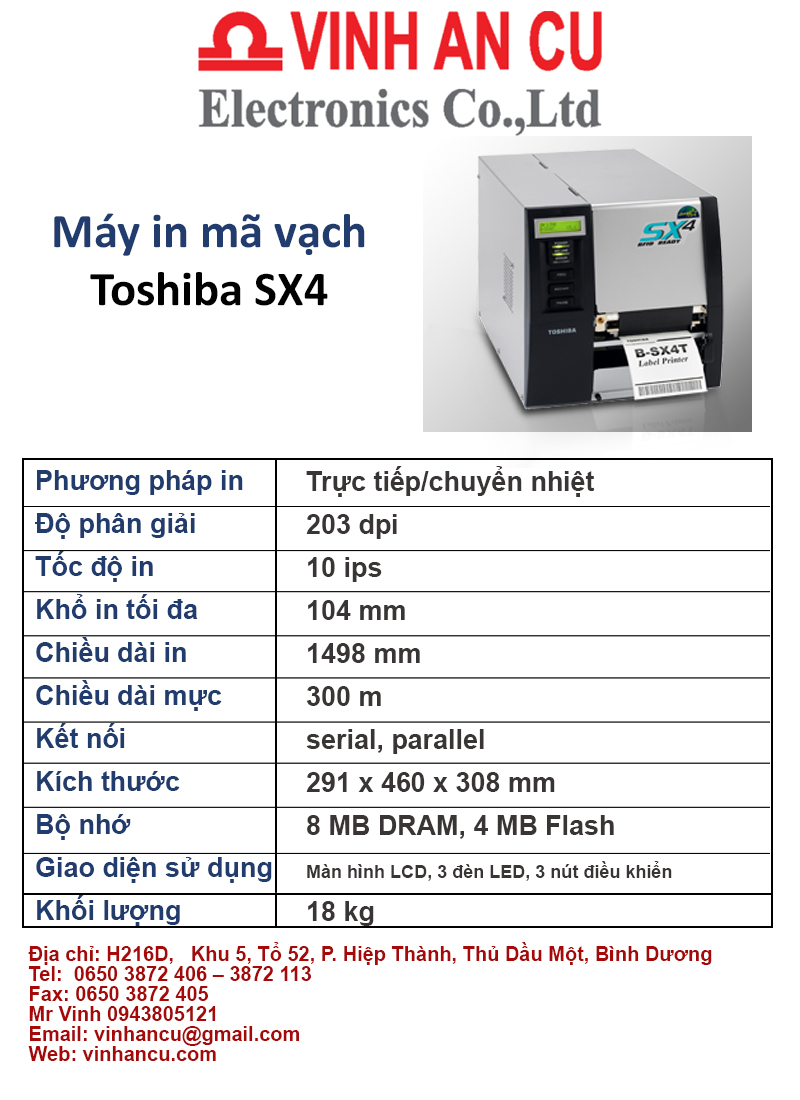 Báo Giá Máy In Tem Toshiba TEC B-SX4T 200 DPI